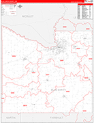 Blue Earth County Wall Map Red Line Style